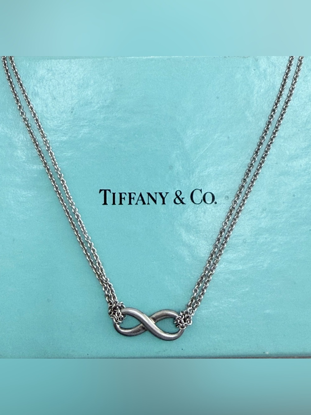 Tiffany & Co. Infinity Pendant Double Chain  Necklace
